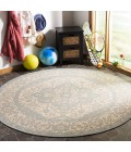 Safavieh Linden  Cream / Aqua LND137 6 ft. 7 in. X 6 ft. 7 in. Round Rug
