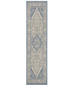 Safavieh Linden  Cream / Blue LND137 2 ft. 2 in. X 12 ft. Runner Rug