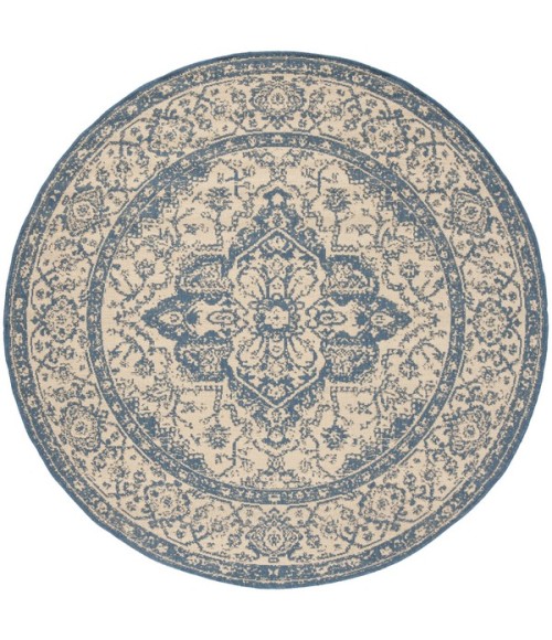 Safavieh Linden  Cream / Blue LND137 6 ft. 7 in. X 6 ft. 7 in. Round Rug