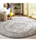 Safavieh Linden  Cream / Blue LND137 6 ft. 7 in. X 6 ft. 7 in. Round Rug