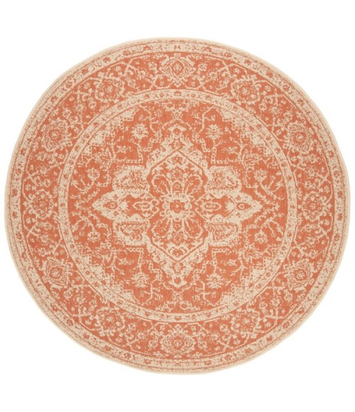 Safavieh Linden  Rust / Creme LND137 6 ft. 7 in. X 6 ft. 7 in. Round Rug