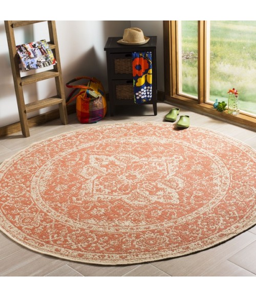 Safavieh Linden  Rust / Creme LND137 6 ft. 7 in. X 6 ft. 7 in. Round Rug