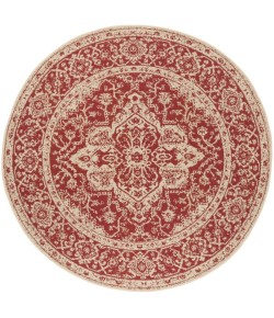 Safavieh Linden  Red / Creme LND137 8 ft. X 8 ft. Round Rug