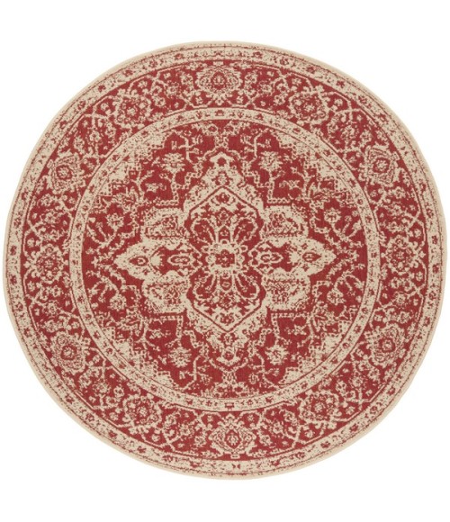 Safavieh Linden  Red / Creme LND137 8 ft. X 8 ft. Round Rug