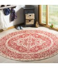 Safavieh Linden  Red / Creme LND137 8 ft. X 8 ft. Round Rug