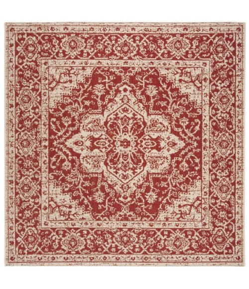 Safavieh Linden  Red / Creme LND137 6 ft. 7 in. X 6 ft. 7 in. Square Rug
