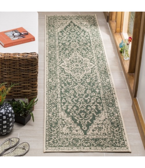 Safavieh Linden  Green / Creme LND137 2 ft. 2 in. X 10 ft. Runner Rug