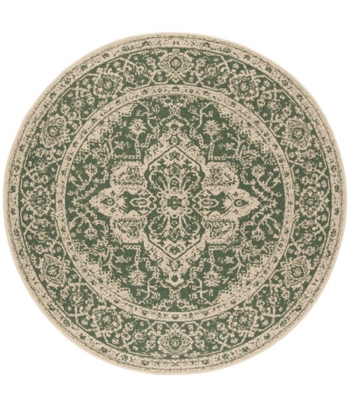 Safavieh Linden  Green / Creme LND137 8 ft. X 8 ft. Round Rug