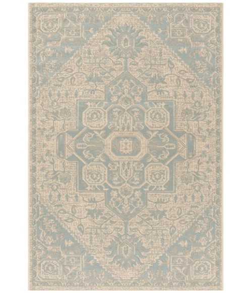 Safavieh Linden  Aqua / Cream LND138 4 ft. X 6 ft. Rectangle Rug