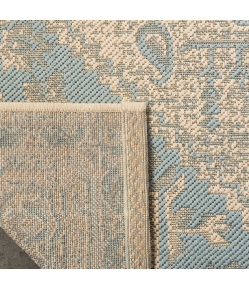 Safavieh Linden  Aqua / Cream LND138 2 ft. 2 in. X 8 ft. Runner Rug
