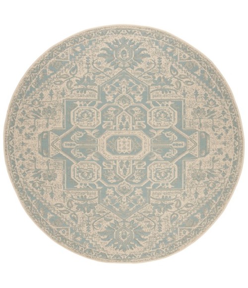 Safavieh Linden  Aqua / Cream LND138 6 ft. 7 in. X 6 ft. 7 in. Round Rug