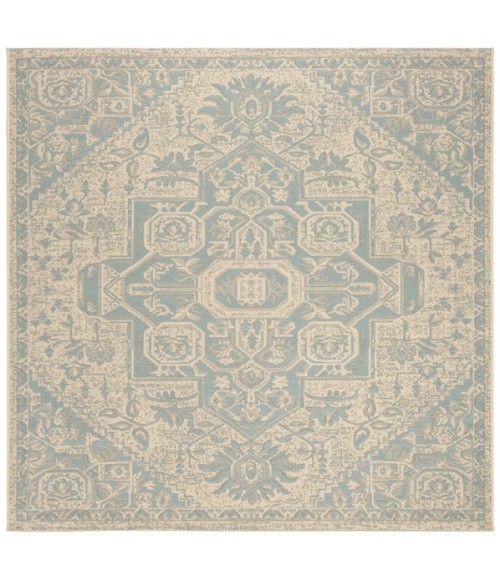 Safavieh Linden  Aqua / Cream LND138 6 ft. 7 in. X 6 ft. 7 in. Square Rug