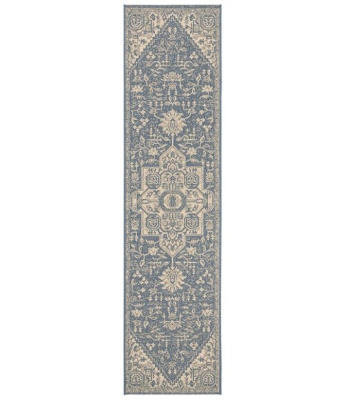 Safavieh Linden  Cream / Blue LND138 2 ft. 2 in. X 8 ft. Runner Rug