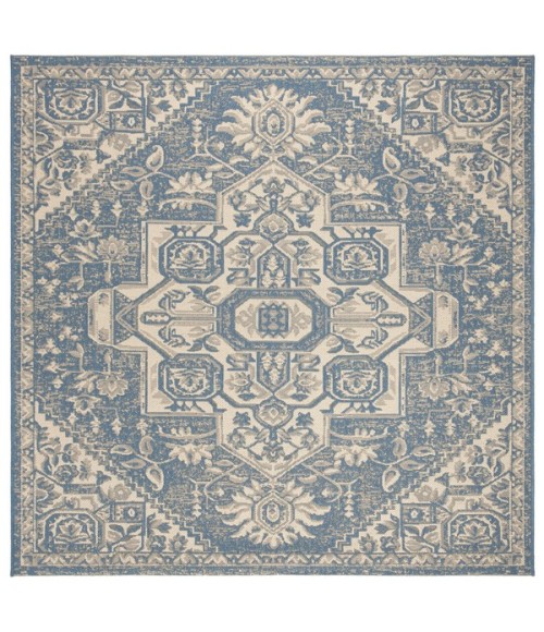 Safavieh Linden  Cream / Blue LND138 6 ft. 7 in. X 6 ft. 7 in. Square Rug