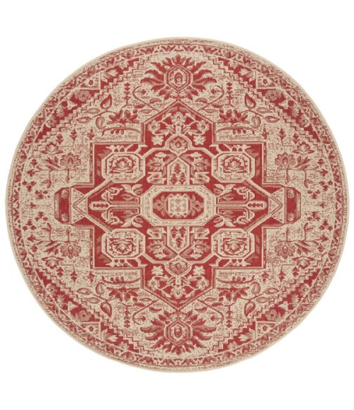 Safavieh Linden  Red / Creme LND138 6 ft. 7 in. X 6 ft. 7 in. Round Rug