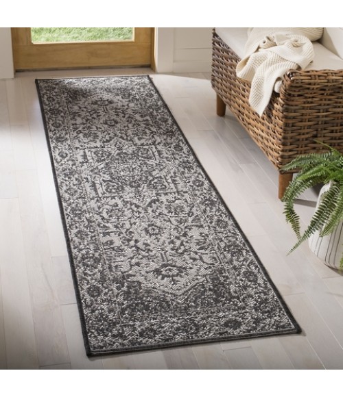 Safavieh Linden  Light Grey / Charcoal LND139 2 ft. 2 in. X 12 ft. Runner Rug