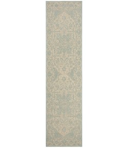 Safavieh Linden  Cream / Aqua LND139 2 ft. 2 in. X 8 ft. Runner Rug