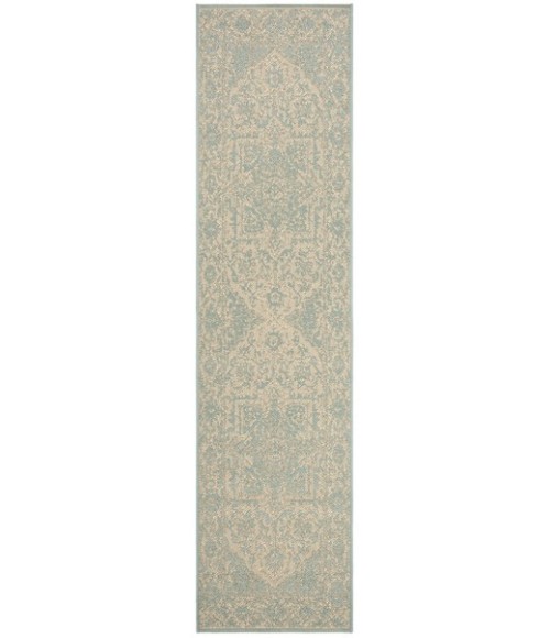 Safavieh Linden  Cream / Aqua LND139 2 ft. 2 in. X 8 ft. Runner Rug