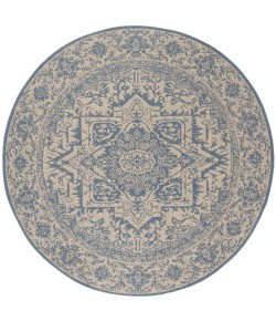 Safavieh Linden  Cream / Blue LND139 6 ft. 7 in. X 6 ft. 7 in. Round Rug