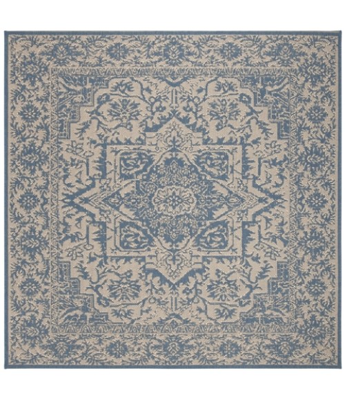 Safavieh Linden  Cream / Blue LND139 6 ft. 7 in. X 6 ft. 7 in. Square Rug