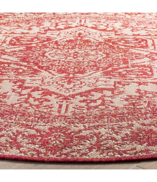 Safavieh Linden  Red / Creme LND139 4 ft. X 4 ft. Round Rug
