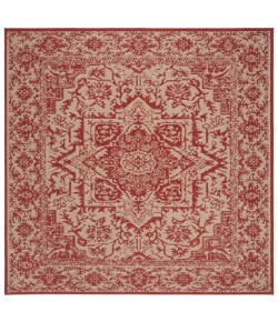 Safavieh Linden  Red / Creme LND139 6 ft. 7 in. X 6 ft. 7 in. Square Rug