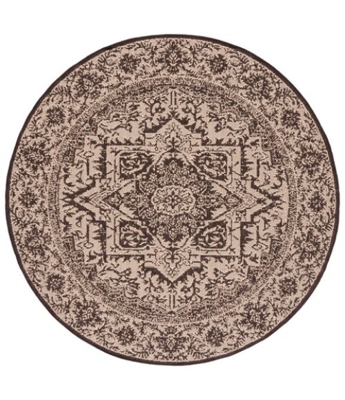 Safavieh Linden  Creme / Brown LND139 8 ft. X 8 ft. Round Rug