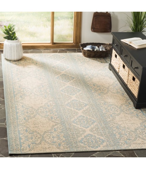 Safavieh Linden  Aqua / Cream LND174 6 ft. 7 in. X 6 ft. 7 in. Square Rug