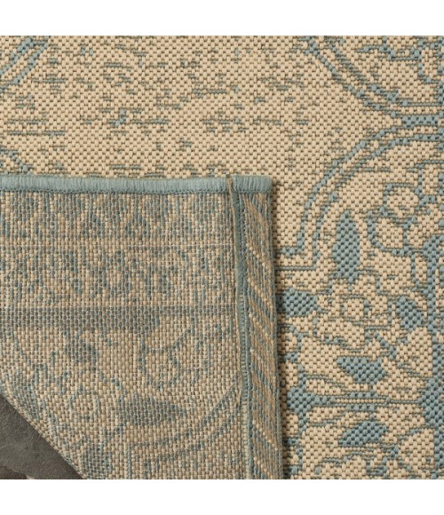 Safavieh Linden  Aqua / Cream LND174 6 ft. 7 in. X 6 ft. 7 in. Square Rug
