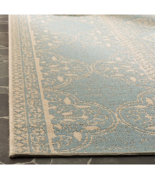 Safavieh Linden  Cream / Aqua LND174 6 ft. 7 in. X 6 ft. 7 in. Square Rug