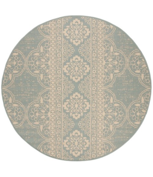 Safavieh Linden  Cream / Aqua LND174 6 ft. 7 in. X 6 ft. 7 in. Round Rug