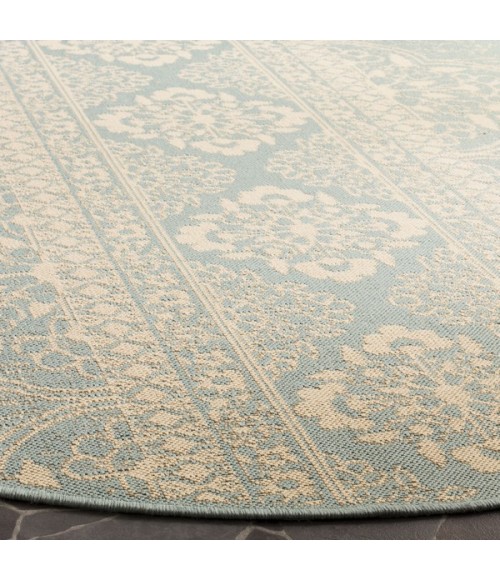 Safavieh Linden  Cream / Aqua LND174 6 ft. 7 in. X 6 ft. 7 in. Round Rug