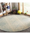 Safavieh Linden  Cream / Aqua LND174 6 ft. 7 in. X 6 ft. 7 in. Round Rug