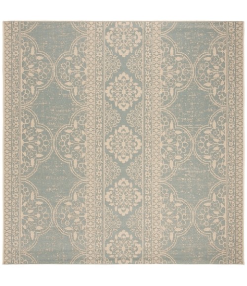 Safavieh Linden  Cream / Aqua LND174 6 ft. 7 in. X 6 ft. 7 in. Square Rug