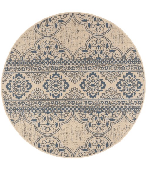 Safavieh Linden  Blue / Creme LND174 6 ft. 7 in. X 6 ft. 7 in. Round Rug