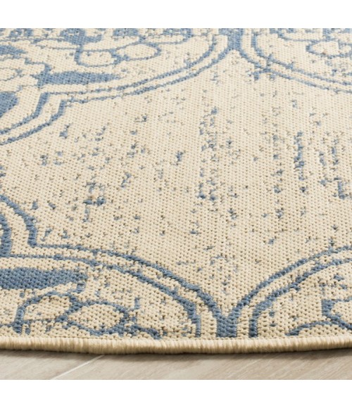 Safavieh Linden  Blue / Creme LND174 6 ft. 7 in. X 6 ft. 7 in. Round Rug