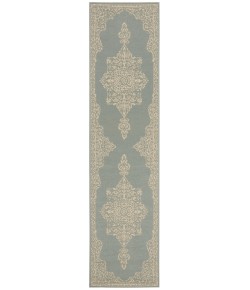 Safavieh Linden  Cream / Aqua LND180 2 ft. 2 in. X 8 ft. Runner Rug