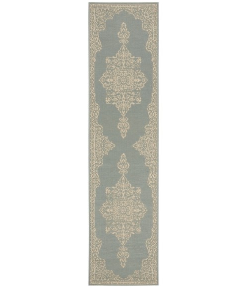 Safavieh Linden  Cream / Aqua LND180 2 ft. 2 in. X 8 ft. Runner Rug