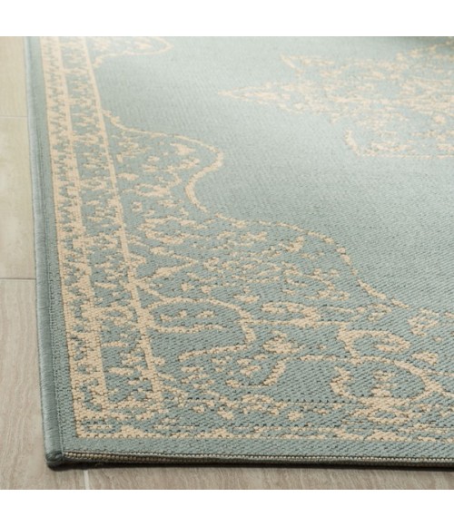 Safavieh Linden  Cream / Aqua LND180 2 ft. 2 in. X 8 ft. Runner Rug