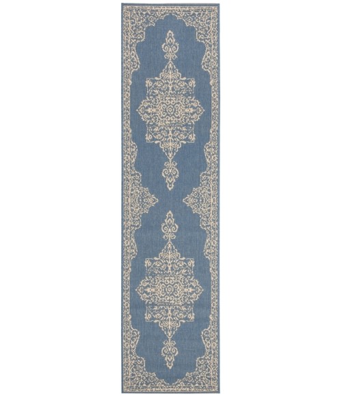 Safavieh Linden  Cream / Blue LND180 2 ft. 2 in. X 8 ft. Runner Rug