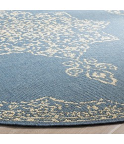 Safavieh Linden  Cream / Blue LND180 6 ft. 7 in. X 6 ft. 7 in. Round Rug