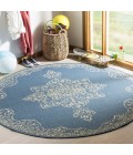 Safavieh Linden  Cream / Blue LND180 6 ft. 7 in. X 6 ft. 7 in. Round Rug