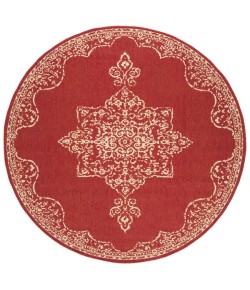 Safavieh Linden  Red / Creme LND180 6 ft. 7 in. X 6 ft. 7 in. Round Rug