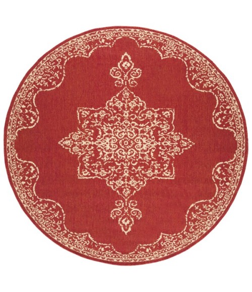 Safavieh Linden  Red / Creme LND180 6 ft. 7 in. X 6 ft. 7 in. Round Rug
