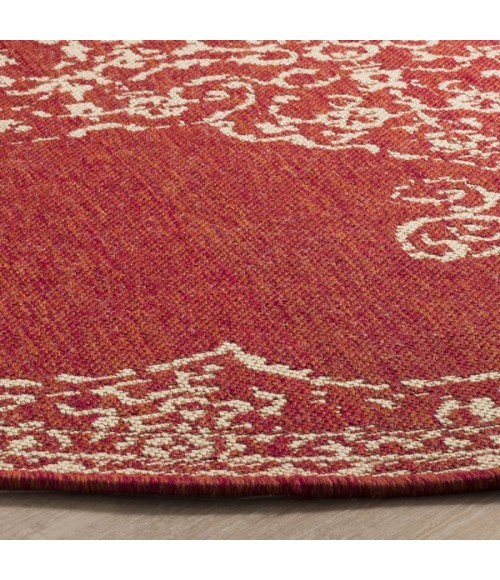 Safavieh Linden  Red / Creme LND180 6 ft. 7 in. X 6 ft. 7 in. Round Rug