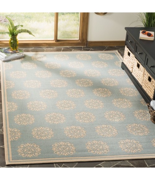 Safavieh Linden  Aqua / Cream LND181 9 ft. X 12 ft. Rectangle Rug