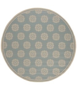 Safavieh Linden  Aqua / Cream LND181 6 ft. 7 in. X 6 ft. 7 in. Round Rug