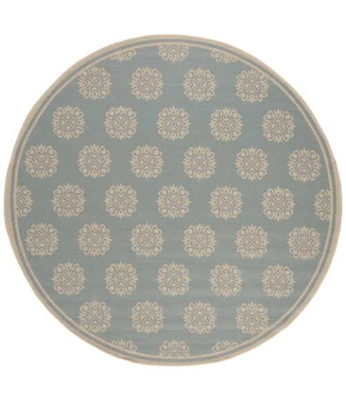 Safavieh Linden  Aqua / Cream LND181 6 ft. 7 in. X 6 ft. 7 in. Round Rug