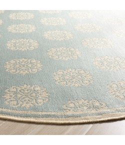 Safavieh Linden  Aqua / Cream LND181 6 ft. 7 in. X 6 ft. 7 in. Round Rug