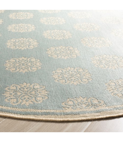 Safavieh Linden  Aqua / Cream LND181 6 ft. 7 in. X 6 ft. 7 in. Round Rug